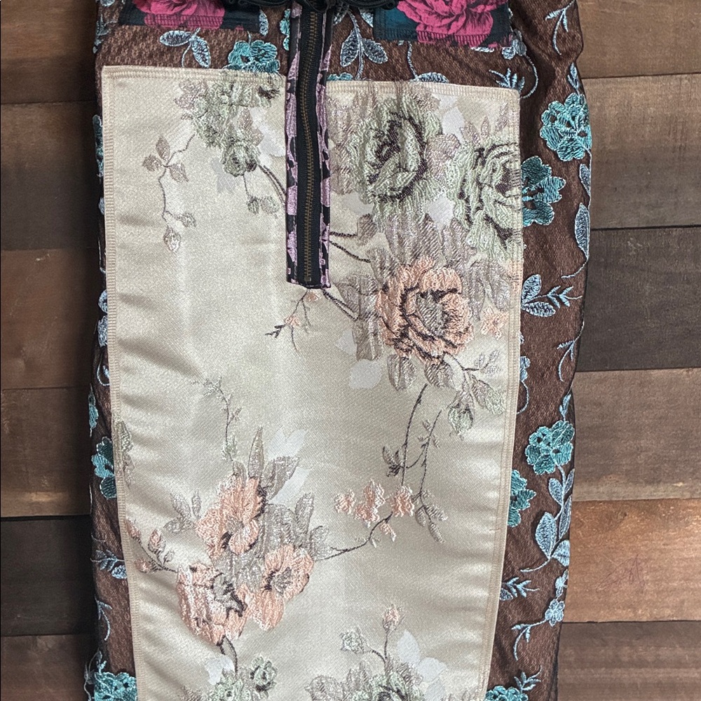 Anthropologie Floral Patchwork Midi Dress in Blue, Pink & Cream - Picture 7 of 9